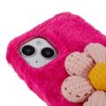 3D Plush Furry Winter iPhone 14 Plus TPU-deksel - Sterkrosa Blomste