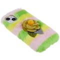 3D Plush Furry Winter iPhone 14 Plus TPU-deksel - Gul Rosa