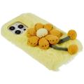 3D Plush Furry Winter iPhone 14 Pro TPU-deksel - Gul blomst