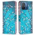 Xiaomi Redmi 12C, Poco C55 Wonder Series Lommebok-deksel - Hvit Blomster