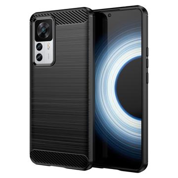 Xiaomi 12T/12T Pro Børstet TPU Deksel - Karbonfiber - Svart