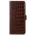 Xiaomi 14 Ultra Crocodile Series Lommebok-deksel i Lær med RFID - Brun