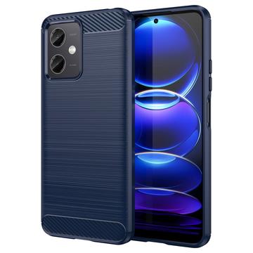 Xiaomi Redmi Note 12/Poco X5 Børstet TPU Deksel - Karbonfiber - Blå