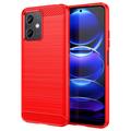 Xiaomi Redmi Note 12/Poco X5 Børstet TPU Deksel - Karbonfiber - Rød