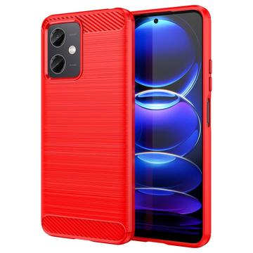 Xiaomi Redmi Note 12/Poco X5 Børstet TPU Deksel - Karbonfiber - Rød