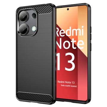 Xiaomi Redmi Note 13 4G Børstet TPU Deksel - Karbonfiber - Svart