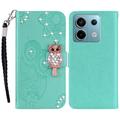 Xiaomi Redmi Note 13 Ugle Rhinestone Lommebok-deksel med rhinestone