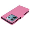 Xiaomi Redmi Note 13 Uggle Rhinestone Lommebok-deksel - Varm Rosa