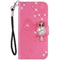 Xiaomi Redmi Note 13 Uggle Rhinestone Lommebok-deksel - Varm Rosa