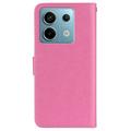 Xiaomi Redmi Note 13 Uggle Rhinestone Lommebok-deksel - Varm Rosa