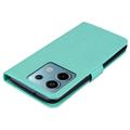 Xiaomi Redmi Note 13 Pro/Poco X6 Ugle Rhinestone Lommebok-deksel med rhinestone - Cyan