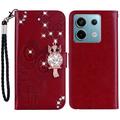 Xiaomi Redmi Note 13 Pro/Poco X6 Ugle Rhinestone Lommebok-deksel