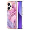 Xiaomi Redmi Note 13 Pro+ Marble Pattern Electroplated IMD TPU-deksel - Blå / Rosa