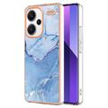 Xiaomi Redmi Note 13 Pro+ Marble Pattern Electroplated IMD TPU-deksel - Blå