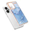 Xiaomi Redmi Note 13 Pro+ Marble Pattern Electroplated IMD TPU-deksel - Blå