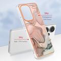 Xiaomi Redmi Note 13 Pro+ Marble Pattern Electroplated IMD TPU-deksel - Rosa