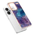 Xiaomi Redmi Note 13 Pro+ Marble Pattern Electroplated IMD TPU-deksel - Lilla