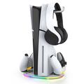 iPega PG-P5S045 Vertikalt ladestativ med RGB for Sony PlayStation 5/5 Slim/5 Pro - Hvit