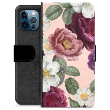 iPhone 12 Pro Premium Lommebok-deksel - Romantiske Blomster