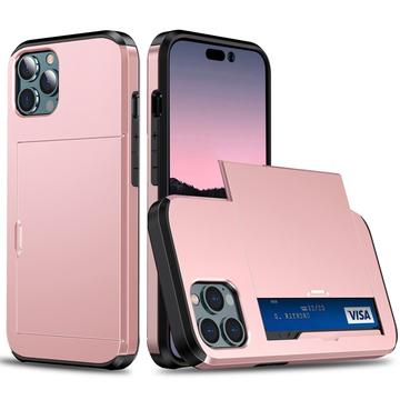 iPhone 14 Pro Hybrid-deksel med Skyvekortspor - Roségull