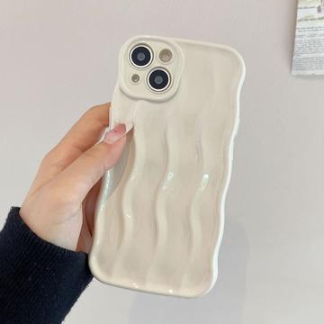 iPhone 15 3D Linear Wavy-etui i 3D - hvit