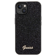 iPhone 15 Guess Disco Metal Script Logo Deksel - Svart