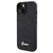 iPhone 15 Guess Disco Metal Script Logo Deksel - Svart