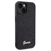 iPhone 15 Guess Disco Metal Script Logo Deksel - Svart