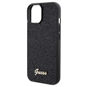 iPhone 15 Guess Disco Metal Script Logo Deksel - Svart