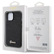 iPhone 15 Guess Disco Metal Script Logo Deksel - Svart