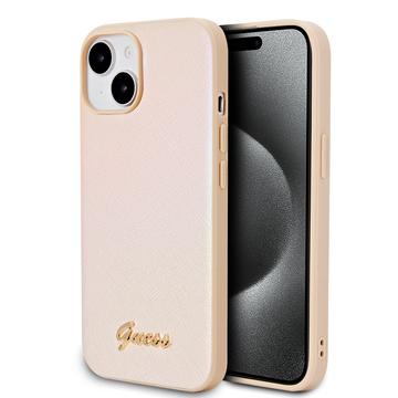 iPhone 15 Guess Iridescent Metal Script Hybrid-deksel