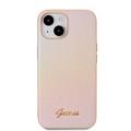 iPhone 15 Guess Iridescent Metal Script Hybrid-deksel