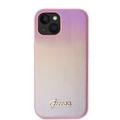 iPhone 15 Guess Iridescent Metal Script Hybrid-deksel - Rosa