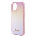 iPhone 15 Guess Iridescent Metal Script Hybrid-deksel - Rosa