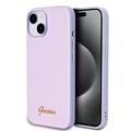 iPhone 15 Guess Iridescent Metal Script Hybrid-deksel - Lilla