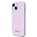 iPhone 15 Guess Iridescent Metal Script Hybrid-deksel - Lilla