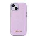 iPhone 15 Guess Iridescent Metal Script Hybrid-deksel - Lilla