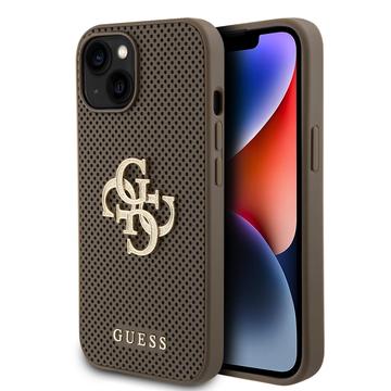 iPhone 15 Guess perforert 4G med glitterlogo Deksel - Taupe