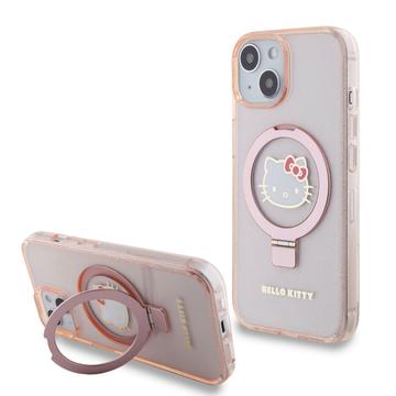 iPhone 15 Hello Kitty IML Ringstand Glitter MagSafe-deksel - Rosa