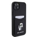 iPhone 15 Karl Lagerfeld Saffiano-etui med kortspor i metall - Karl & Choupette - Svart