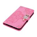 iPhone 15 Uggle Rhinestone Lommebok-deksel - Varm Rosa