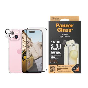 iPhone 15 PanzerGlass 3-i-1 Beskyttelsessett - Klar