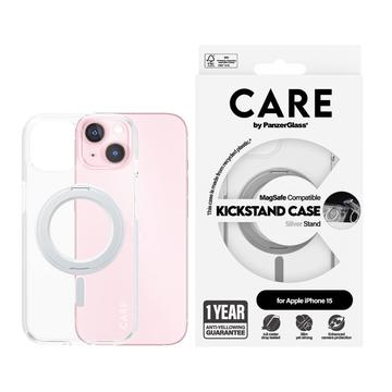 iPhone 15 PanzerGlass Care Kickstand-deksel - MagSafe-kompatibel - Sølv