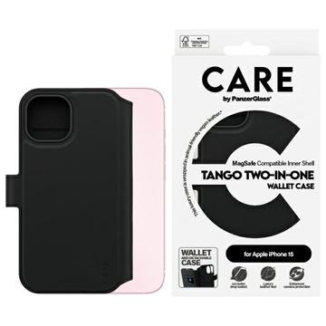 iPhone 15 PanzerGlass Care Tango 2-i-1 lommebokveske - MagSafe-kompatibel - Svart