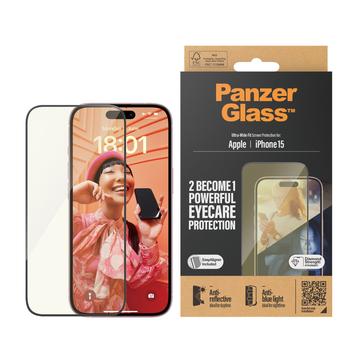 iPhone 15 PanzerGlass EyeCare Ultra-Wide Fit EasyAligner Skjermbeskyttere Panzerglass - svart kant