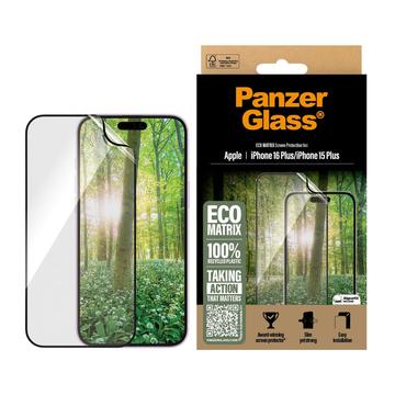 iPhone 15 Plus/16 Plus PanzerGlass Eco Matrix Ultra-Wide Fit skjermbeskytter - svart kant