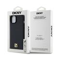 iPhone 15 Plus DKNY Repeat Pattern Stack Logo Deksel - MagSafe-kompatibel - Svart