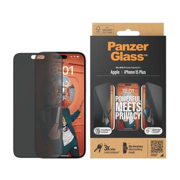 iPhone 15 Plus PanzerGlass Ultra-Wide Fit Privacy EasyAligner Skjermbeskyttere Panzerglass - Svart Kant