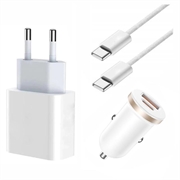 iPhone 15 Pro/15 Pro Max/16 Pro/16 Pro Max 20W lader / billader m.kabel 2m - hvit