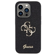 iPhone 15 Pro Guess Fixed Glitter 4G Metal Logo Deksel - Svart